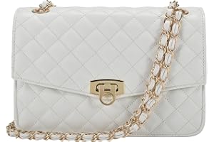 GM LIKKIE Quilted Shoulder Bag for Women, Medium Flap Crossbody Handbag with Chain Strap, Soft Vegan Leather Clutch Purse