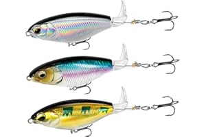 TXRRURE Top Water Bass Fishing Lures - Floating Baits with 360° Rotating Tail for Freshwater & Saltwater