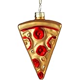 Joiedomi Pizza Mini Christmas Ornaments, Food Blown Glass Small Ornament for Christmas Tree Hanging Outdoor Decorations Indoor, Xmas Party Favors Supplies Cute Presents Gifts