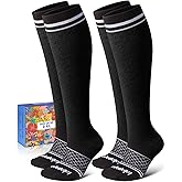 Lalapapa Cotton Compression Socks for Women Men - 2 Pairs 20-30mmHg Circulation Grid Arch Support Socks, Breathable