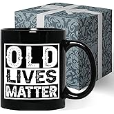 Livinges Old Lives Matter Gifts For Elderly Men Old People Gift Older Lives Still Matter Coffee Mug 11oz Best Gifts For Seniors Funny for Grandpa Elderly Mug Fathers Day 60th 70th Birthday - Black
