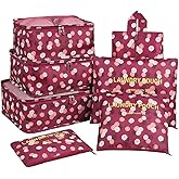 Mossio 7 Set Packing Cubes with Shoe Bag - Travel Carry On Luggage Organizer