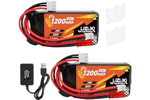 JUZUXI 7.4V Lipo Battery 1200mAh 2S 40C Rechargeable Lithium Polymer Battery with XH & JST& PH2.0 Connector Compatible with FPV Racing Drone RC Car RC Boat Quadcopter Helicopter Airplane RC Models