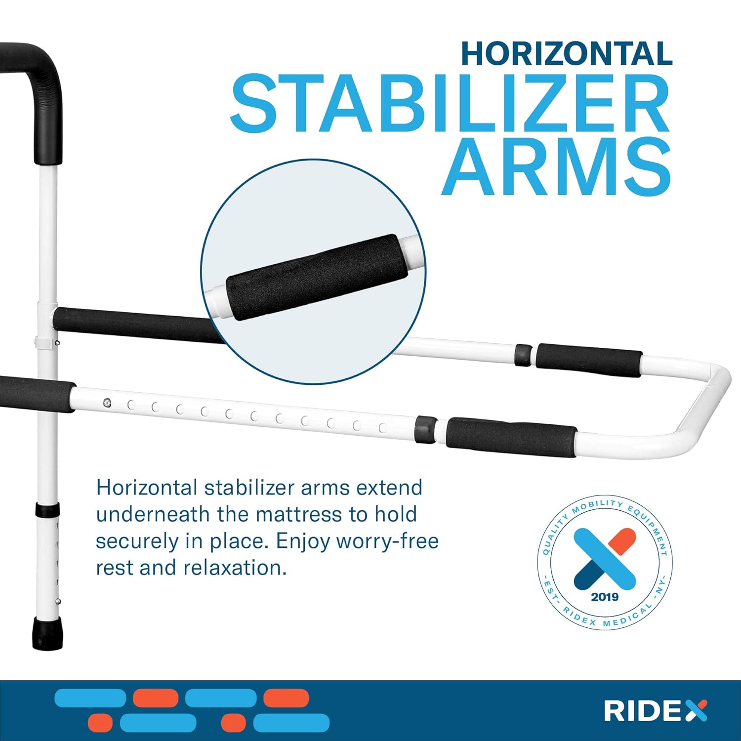 Bed Assist Hand Rails with Legs for Elderly - Adjustable Foam Padded Safety Support Handles for Bedside Assistance, Handicap, Adults, Seniors - Sturdy Medical Safety Equipment for Hospital, Bedroom: Industrial & Scientific