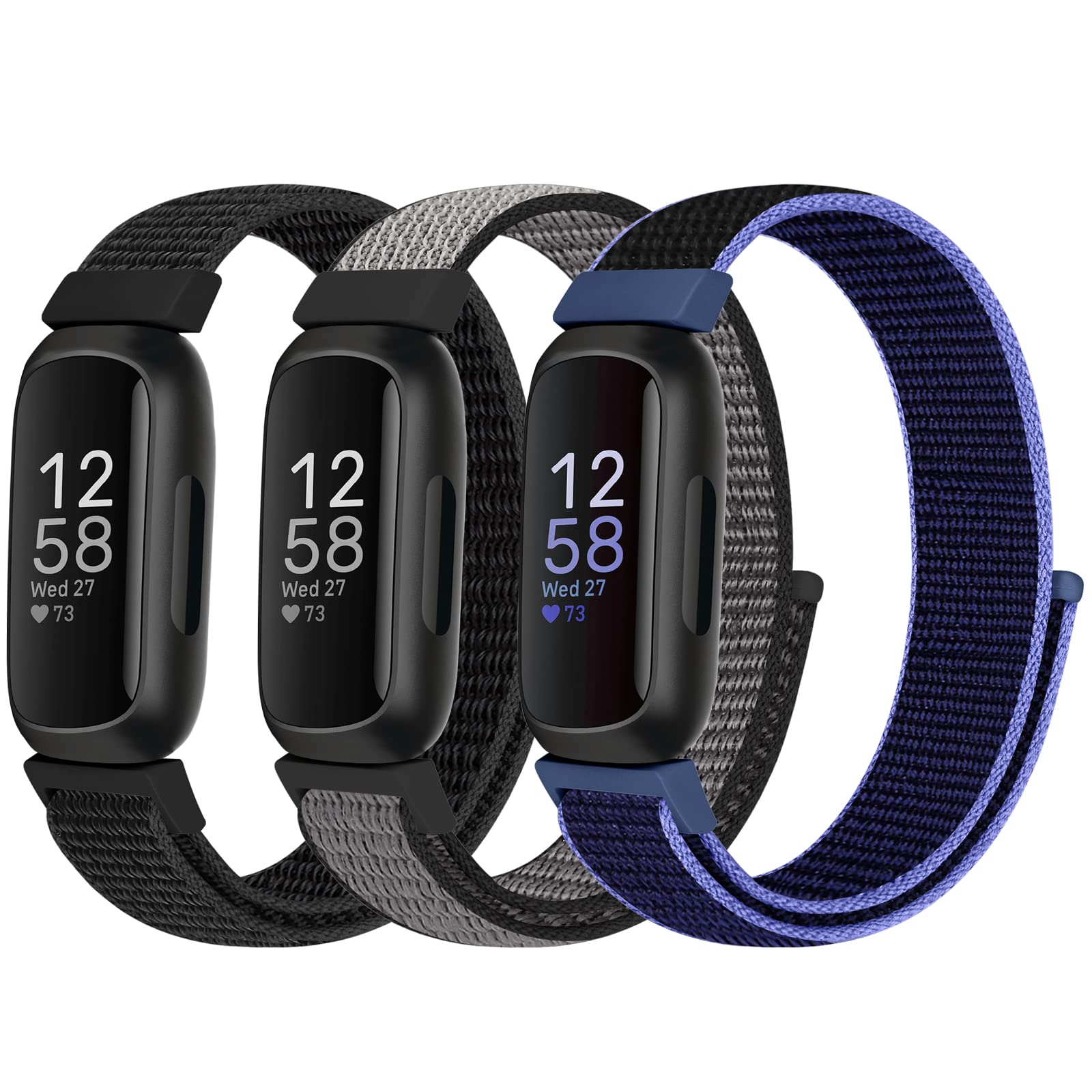 Nylon Sport Loop Straps Compatible with Fitbit Inspire 3/Inspire 2/Inspire HR/Inspire/Fitbit Ace 3/Ace 2 for Women Men Kids, Soft Nylon Band Breathable Comfortable Replacement Wristband Straps