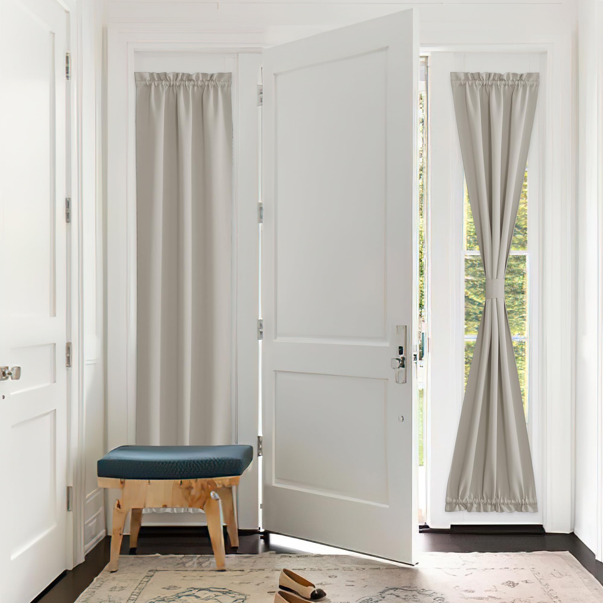 Photo 1 of PONY DANCE Cream Insulated Door Curtain Spefrowx, Rod Pocket French Curtain Window Treatment for Sliding Door with Adjustable Tieback Elegant Home Decoration, 25 x 72 inches, 1 Panel
