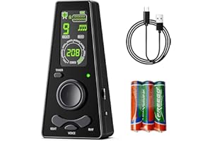 TEMVOX Digital Metronome with Timer Vocal headphone Jack for Piano Guitar Drum Violin (Black)