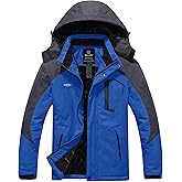 wantdo Men's Mountain Waterproof Ski Jacket Windproof Rain Jacket Winter Warm Hooded Coat