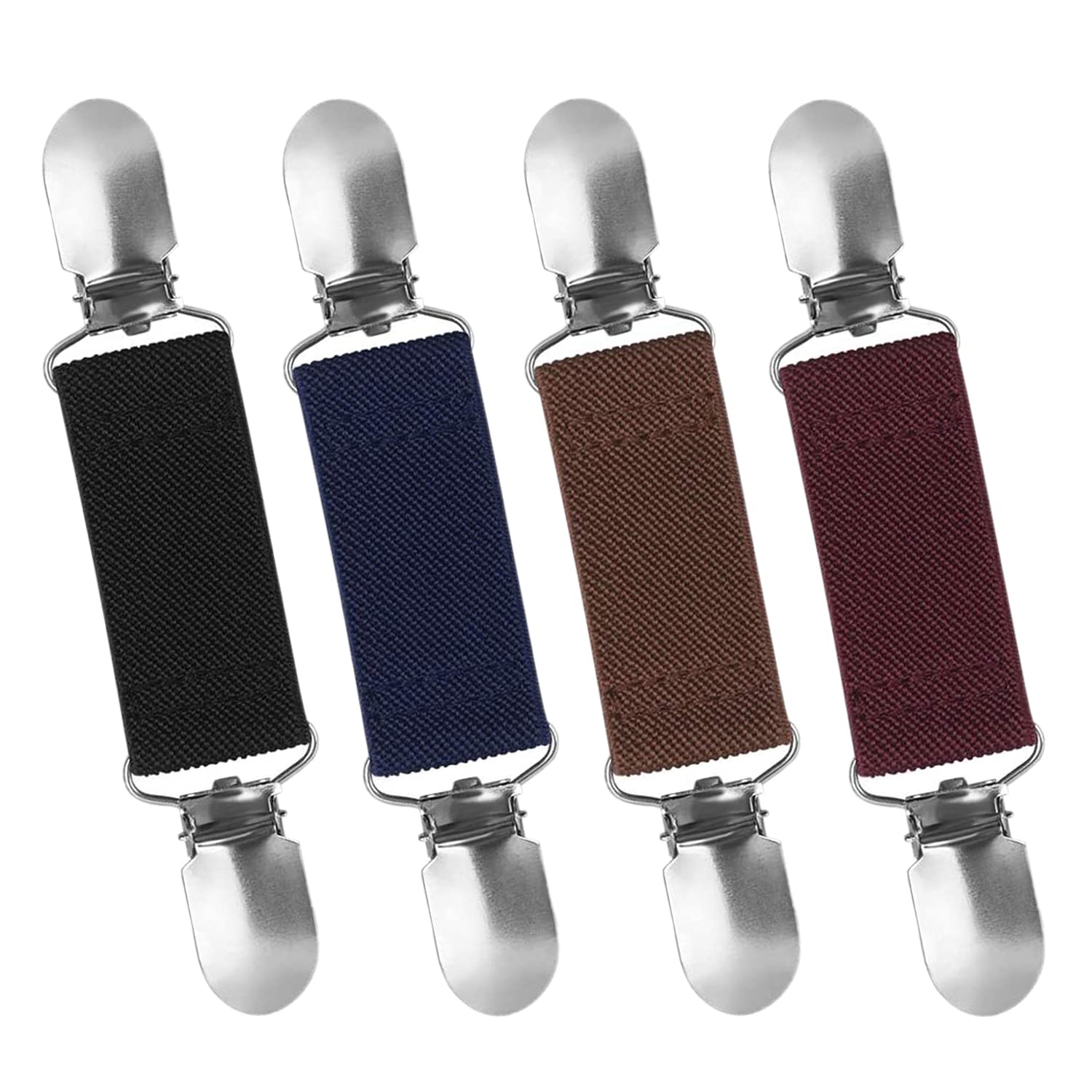 XPOOP 4 Pieces Elastic Mitten Clips Adjustable,Mitten Clips Adult Stainless Steel,Sweater Clips Elasticated For Clothing,Sweater Clip For Kids,Toddle And Adults