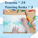YPLUS 24 Colours Peanut Crayons with 3 Painting Books for Kids view 2