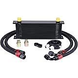 EVIL ENERGY 16 Row Oil Cooler Kit, 10AN Stacked Plate Transmission Engine Cooler Universal Aluminium Black