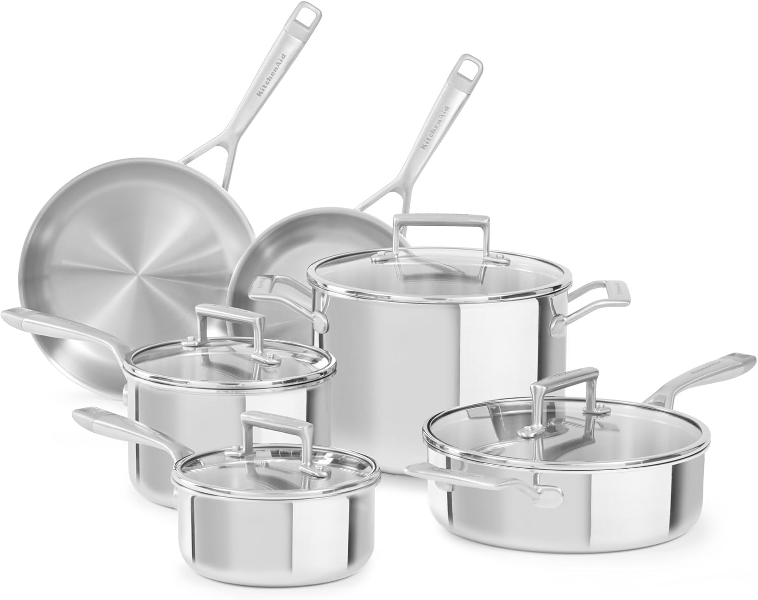 KitchenAid KC2TS10ST Tri-Ply 10-Piece Set, Stainless Steel Finish