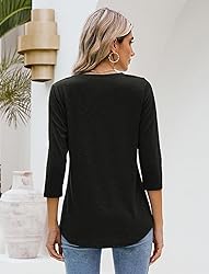 Sherosa Womens 3/4 Sleeve Tops V Neck Loose Fitting