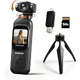 Kaysunlink 1080P Vlogging Camera with 270&deg;Rotatable Lens, Handheld POV Pocket Camera with Touch Screen &amp; WIFI, 5 Hours Power, One-button Recording Camcorder with 64GB Card for Daily Use, Travel, Black