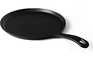 Commercial CHEF 10.5 Inch Preseasoned Cast Iron Round Griddle Pan