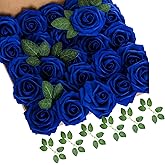 cosybeau Royal Blue Roses Artificial Flowers 50 PCS, Fake Rose Flower Heads for Bouquets Wedding Decorations Centerpieces Arrangements Party Home Decor