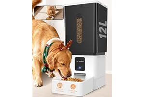 Automatic Dog Feeder Large Breed: 12L/50 Cups with HD 1080P Camera - 5G WiFi Anti-Clog Timed Dog Food Dispenser for Golden Retriever Busy Owners by UTCG