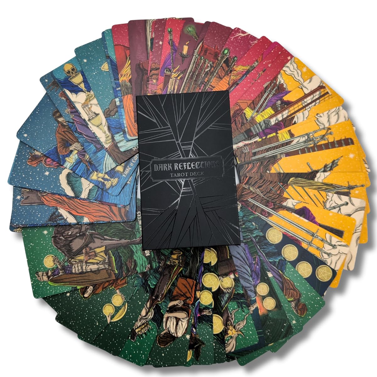 Dark Reflections Tarot Shadow Work Cards Deck, Unique Art Work with Guide Book for Beginners - A Minimalist Tarot Large Deck, Major and Minor Arcana Full Tarot Deck with 78 Cards