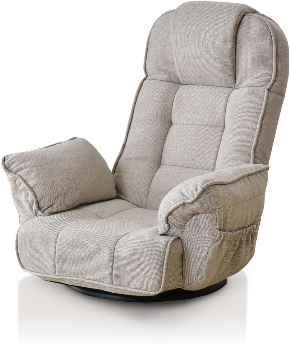 Amazon｜DORIS 回転座椅子 リクライニング レバー式 ハイバック 肘掛け ファブリック ベージュ ミエル｜座椅子 オンライン通販