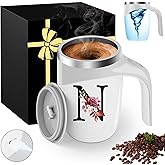 Initial Magnetic Stirring Coffee Mug Stainless Insulated Travel Cup Women Wife Anniversary Her 1 2 3 5 6 7 8 10 15 20 25 40 50 60 Year Gift Cotton Copper Bronze Leather Iron Paper First 5th 6th 10th,N