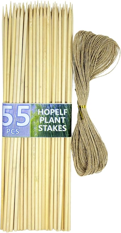 pic Bamboo Sticks For Plant Support Amazon hopelf 12 bamboo plant stakes for wood garden sticks wooden plant supports tomato stakes floral picks potted plants crafts f 5mm more size choices
