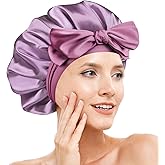 Doitory Silk Bonnet for Sleeping Women, Adjustable Soft Satin Lined Bonnet with Tie Band, Double Layer Sleep Night Cap