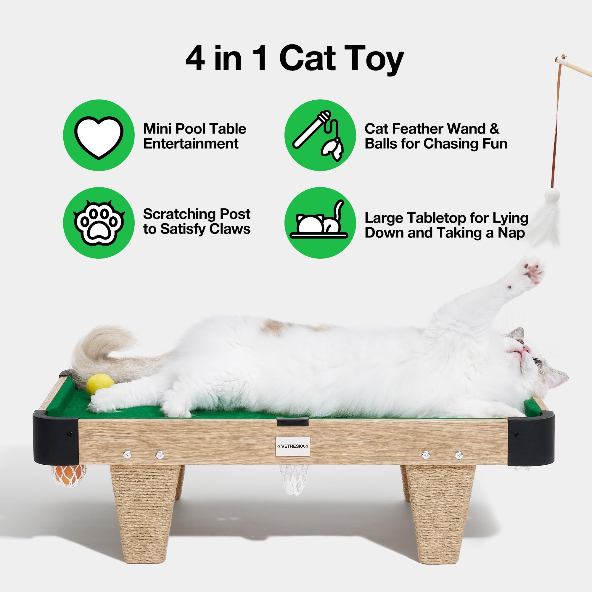Mini Cat Pool Table Mua 4 in 1 Cat Toys Mini Pool Table for Cats,Cat Feather Wand Toy Cat ...