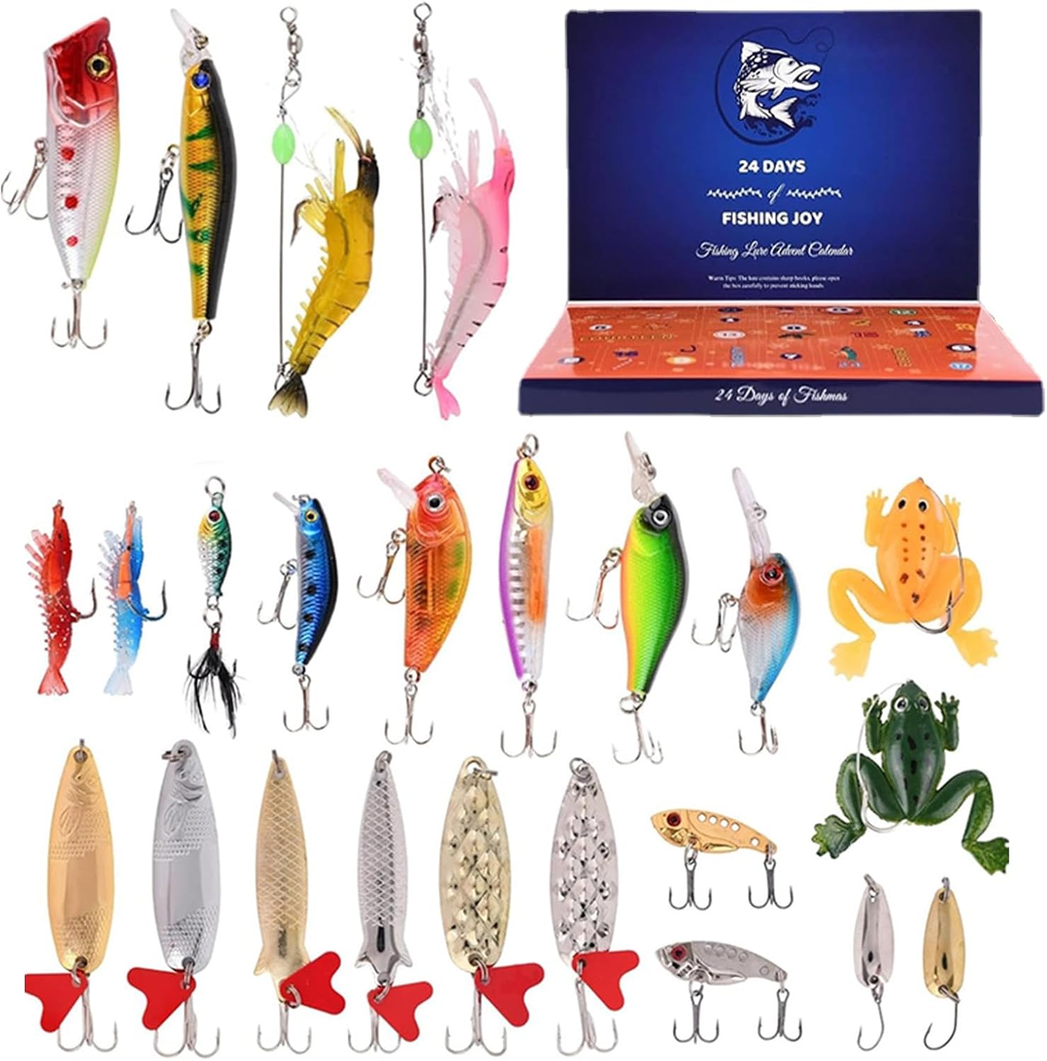 Advent Calendars - Christmas Advent Calendar 2023, Fishing Lures Set, Fishing Lure Advent Calendar, Fish Bait Christmas Calendar for 24 Days Surprise, Fishing Tackle Advent Calendar Gift for Christmas, Husband, Friend