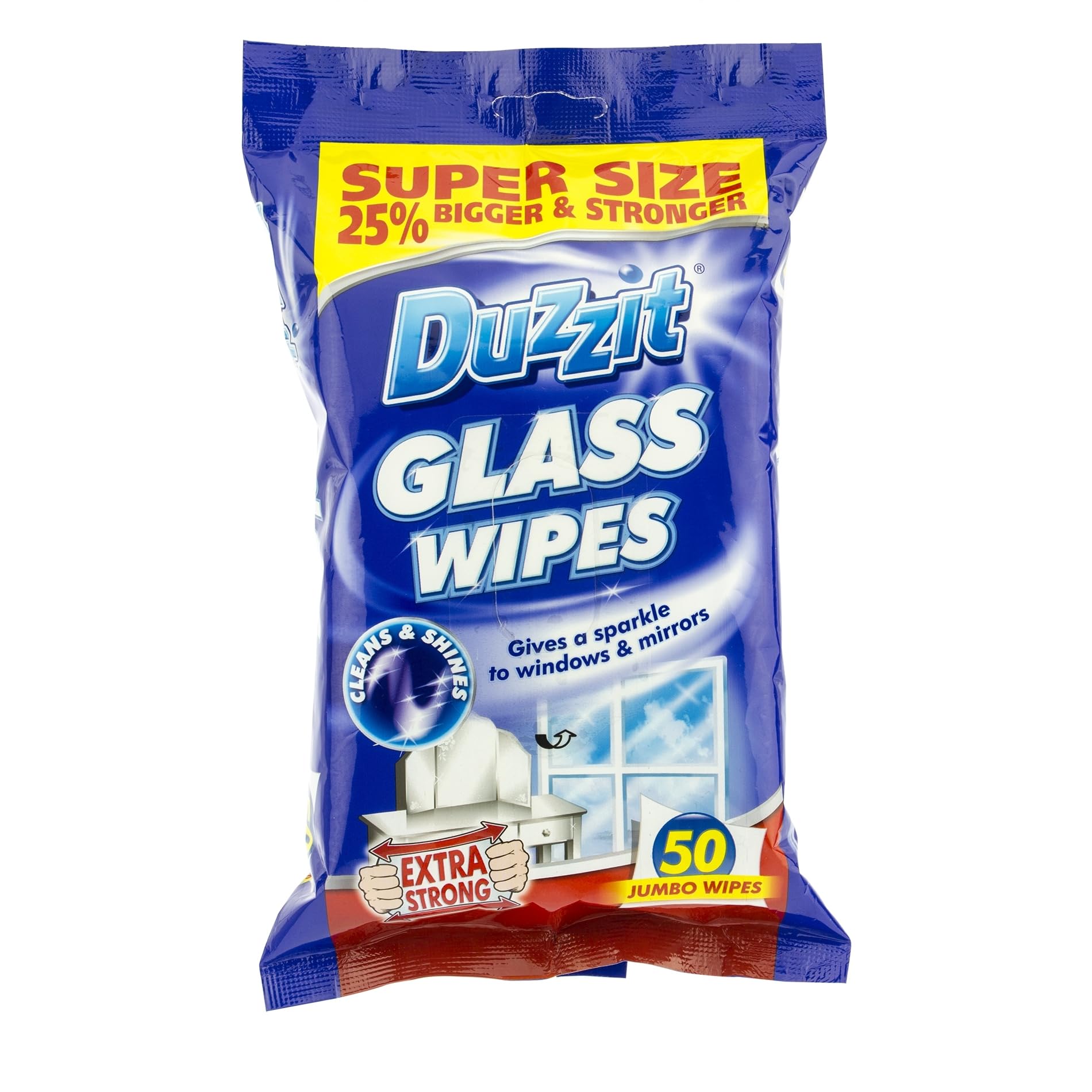 2 x Duzzit Glass Window Mirror Cleaning Wipes Pack Of 50