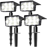 LAMKEEP Solar Spot Lights Outdoor with 60 LED & Auto On/Off, 4 Pack Solar Lights Outdoor Waterproof IP68 with 3 Lighting Modes, 2-in-1 Solars Landscape Light for Outside, Garden, Yard(Cool White)