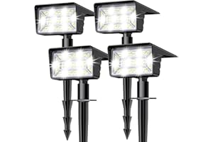 LAMKEEP Solar Spot Lights Outdoor with 60 LED & Auto On/Off, 4 Pack Solar Lights Outdoor Waterproof IP68 with 3 Lighting Modes, 2-in-1 Solars Landscape Light for Outside, Garden, Yard(Cool White)