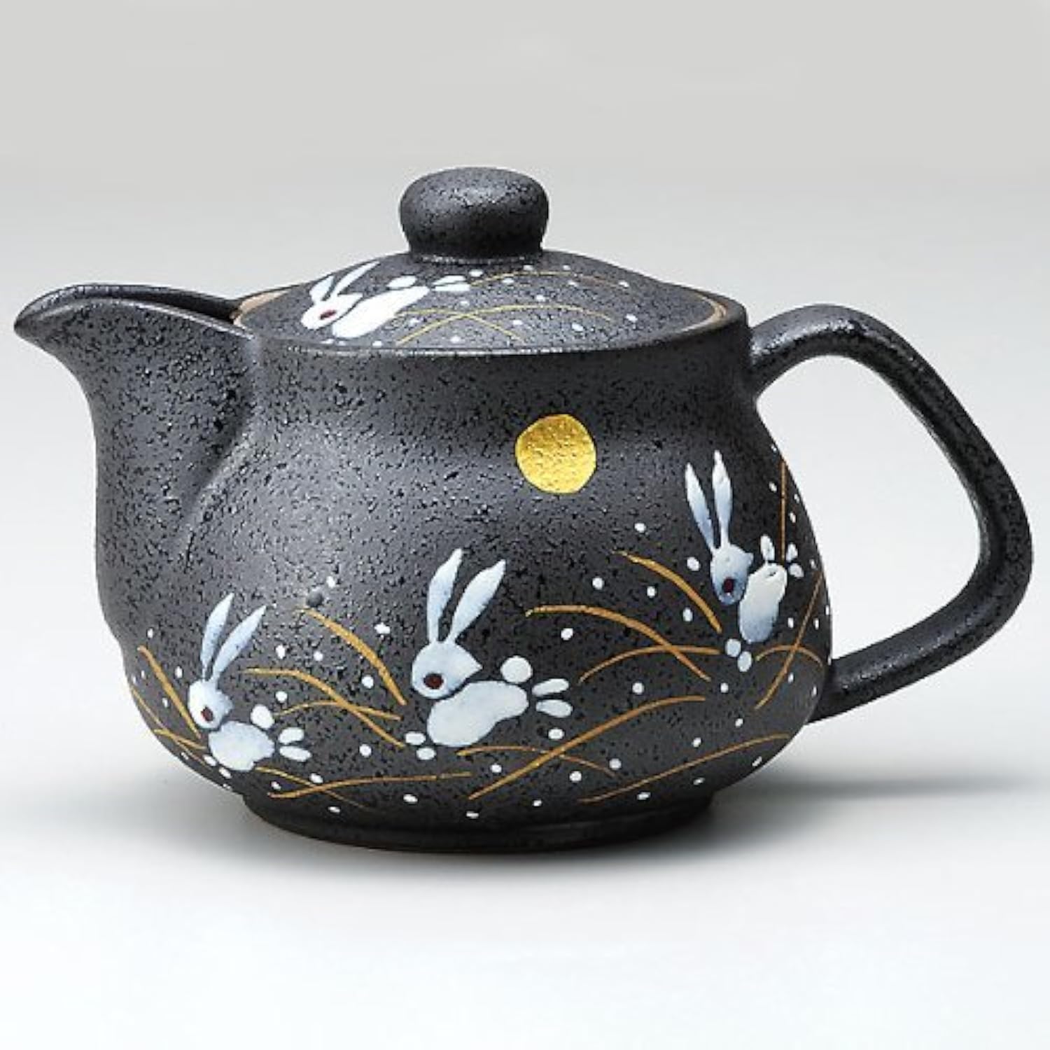 Japanese Ceramic Teapot Kutani-yaki with Strainer Rabbits under the Moon - Japan Import