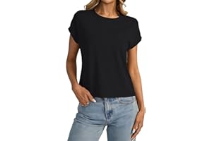 isermeo Womens Cap Sleeve Crop Tops T Shirts Crewneck Loose Fit Short Sleeves Tee Summer Fashion Clothes 2026