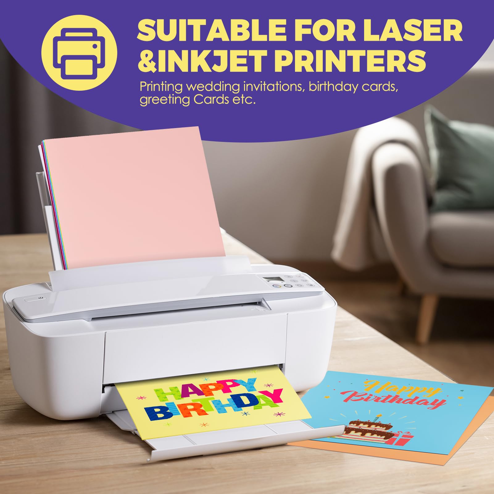 CreGear 40 Sheets Colored Cardstock Printer Paper 8.5 x 11, 10 Assorted Colors Card Stock, 180gsm/65lb Multicolor A4 Colorful Construction Paper for Crafting, Christmas DIY Card Making, Scrapbooking