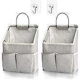 Someteth 2 Pack Wall Hanging Storage Bag,Wall Hanging Organizer with Pockets, Hanging storage basket for Dormitory Bathroom Bedroom (Grey-upgraded)
