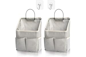 Someteth 2 Pack Wall Hanging Storage Bag,Wall Hanging Organizer with Pockets, Hanging storage basket for Dormitory Bathroom Bedroom (Grey-upgraded)