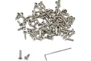 iexcell 100 Pcs #4-40 x 1/2" Stainless Steel 304 Hex Socket Flat Head Cap Screws Bolts Kit