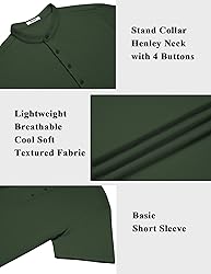 COOFANDY Men's Henley Neck Shirt Short Sleeve Solid