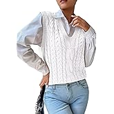 RefindWin Womens Sweater Vest Cable Knit Casual V Neck Ribbed Preppy Pullover Tops Sleeveless