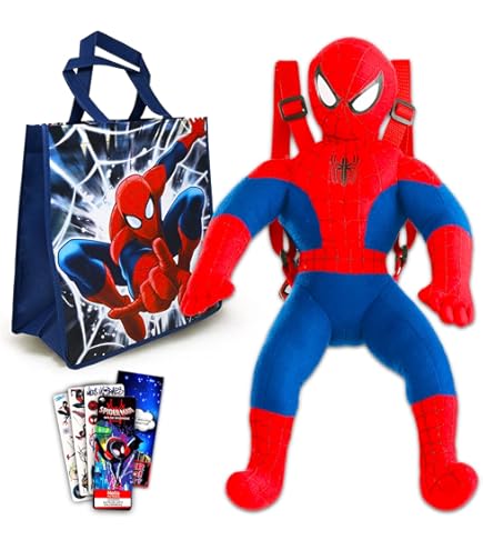 Mochila De Peluche Marvel Para Niños - Spidey Y Sus Amigos, 18 Pulgadas, Correas Ajustables