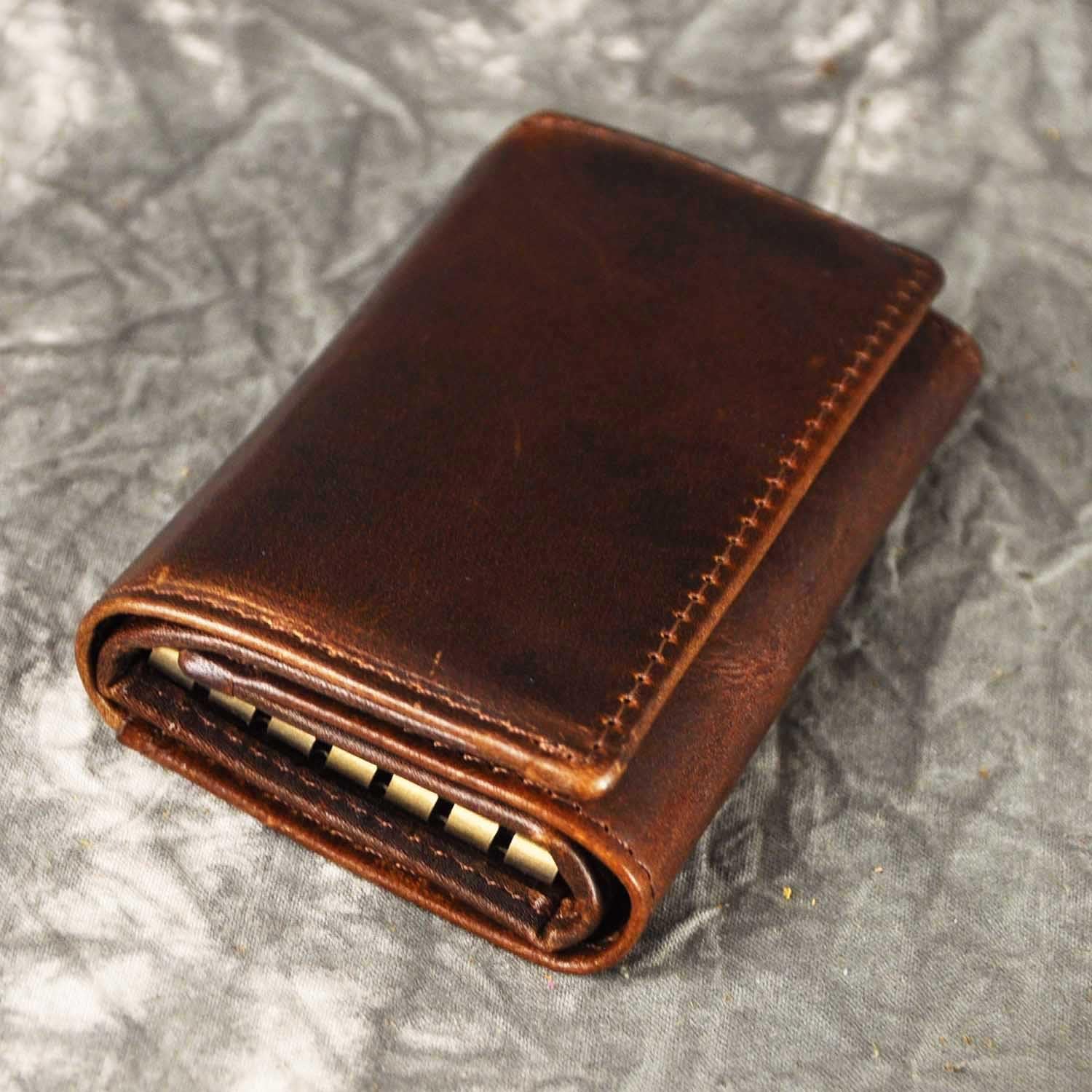 Le'aokuu Mens Genuine Leather Car Key Case Loop Hook Coin Case Cover Wallet Snap 1064(A Coffee) - Image 5