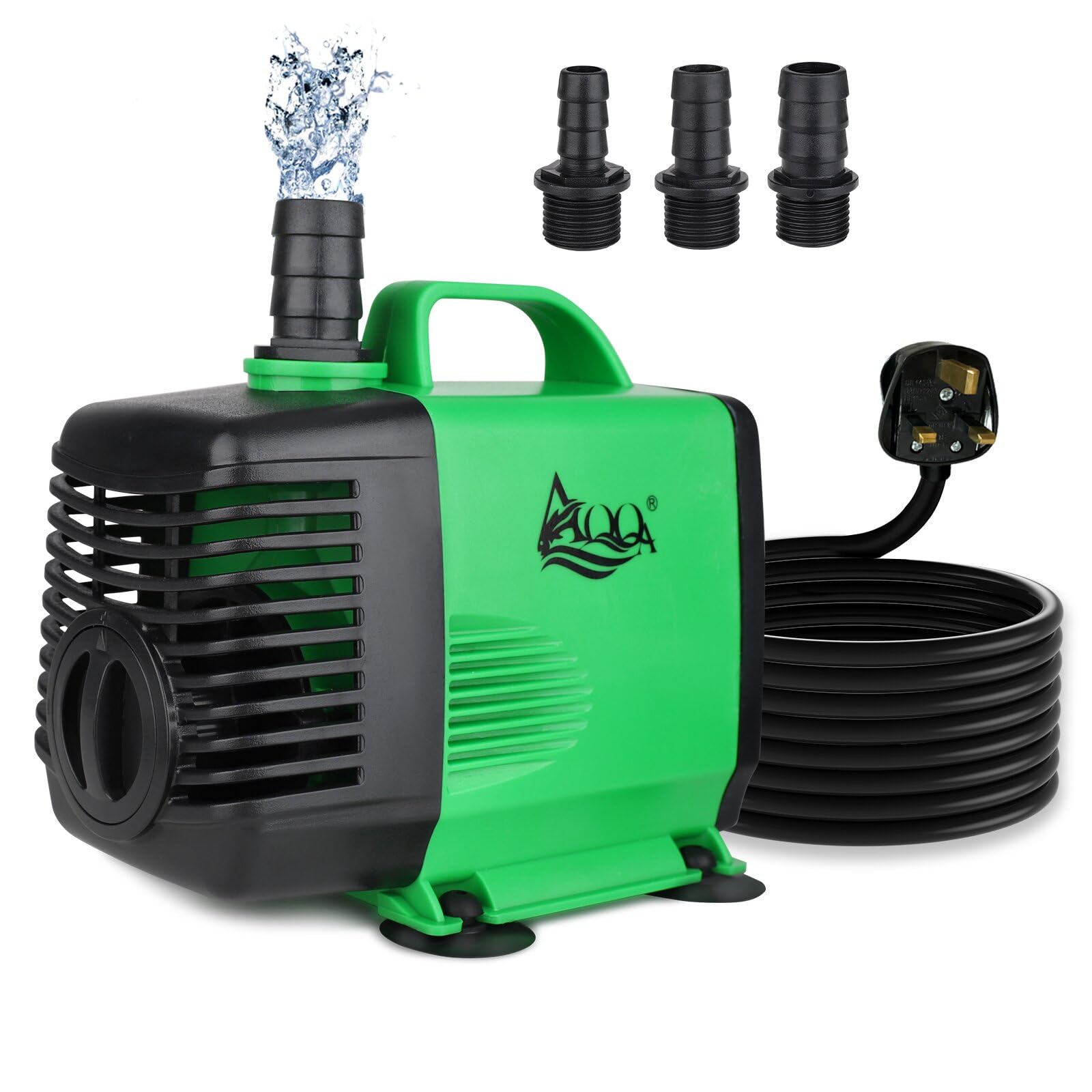 AQQA Submersible Water Pump, 2000L/H Adjustable Ultra Quiet Water Pump for Water Feature, 2m High Lift for Fountains Pump for Fish Tank Hydroponics, Small Pond, Waterfalls, Aquariums