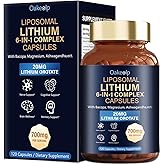 Oakevlp Liposomal Lithium Orotate 20MG Capsules - Complex Magnesium Glycinate,Lions Mane, Bacopa, Phosphatidylserine & Ashwagandha, for Mood & Immune Support, Digestive System Support