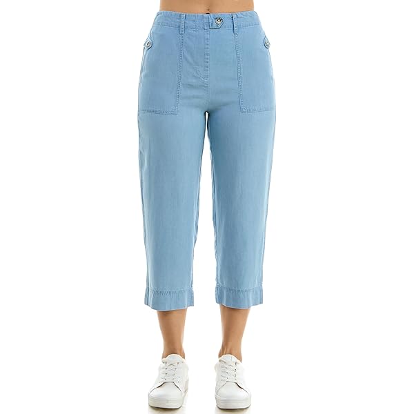 Zac & Rachel Women's Tencel Capri Length Pant with Self Adjustable