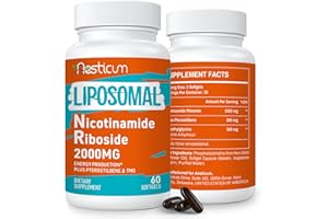 AESTICUM 2000 MG Liposomal Nicotinamide Riboside Supplement, High Absorption, NAD+ Boosting Supplement with TMG and Pterostilbene, Superior to Niacinamide for Cellular Energy, and Age Resist, 120 Softgels