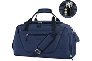 ETRONIK Gym Bag for Women Men, Duffle Bag with Lock, Travel Bag with Shoe Compartment and Wet Pocket, Large Capacity Weekender Overnight Bag, Carry on Bag for Fitness & Yoga, Blue
