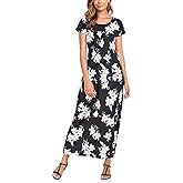 Lacavocor Womens Short Sleeve Maxi Dresses Empire Waist Long Dress