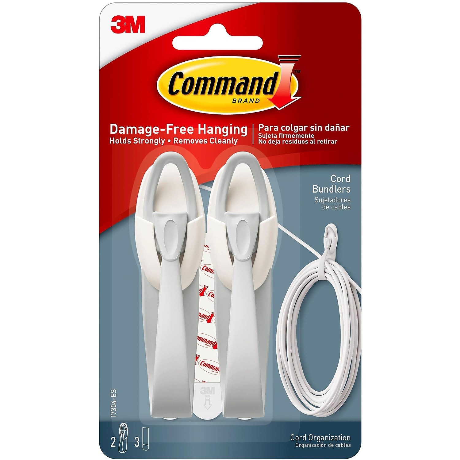 Command Cable Hanger 2 Hangers 2 Strips Strong Hold 1 kg