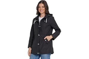 Steve Madden Rain Jacket Women - Waterproof with Hood Anorak Rain Coats for Women Windbreaker Plus Size XS-3X