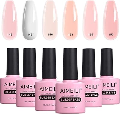 AIMEILI 8 in 1 Builder Gel Set 6x10ml UV LED Nail Extension Base Coat Strengthen